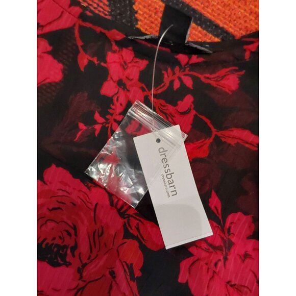 NEW Roz and Ali Plus Size Black and Red Floral Chiffon Top. Ruffles. 1X - Picture 14 of 14